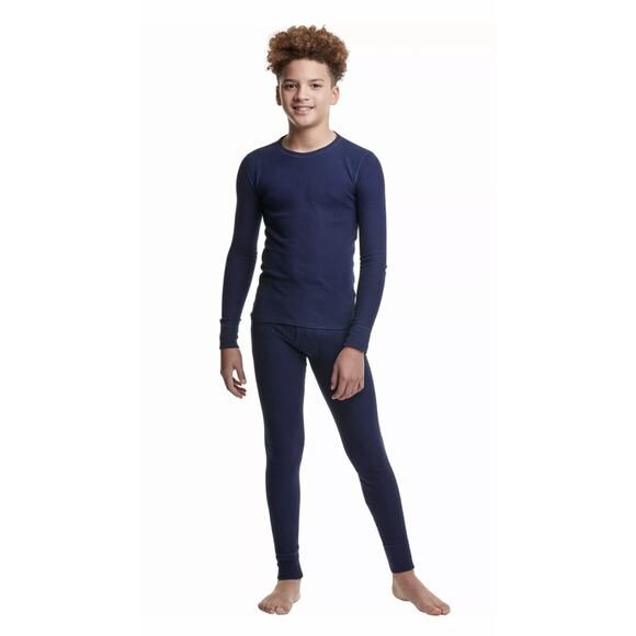 Hanes Boys Breathable Warmth crew top & pants set baselayer BLUE XL ''NEW'' - Picture 1 of 3